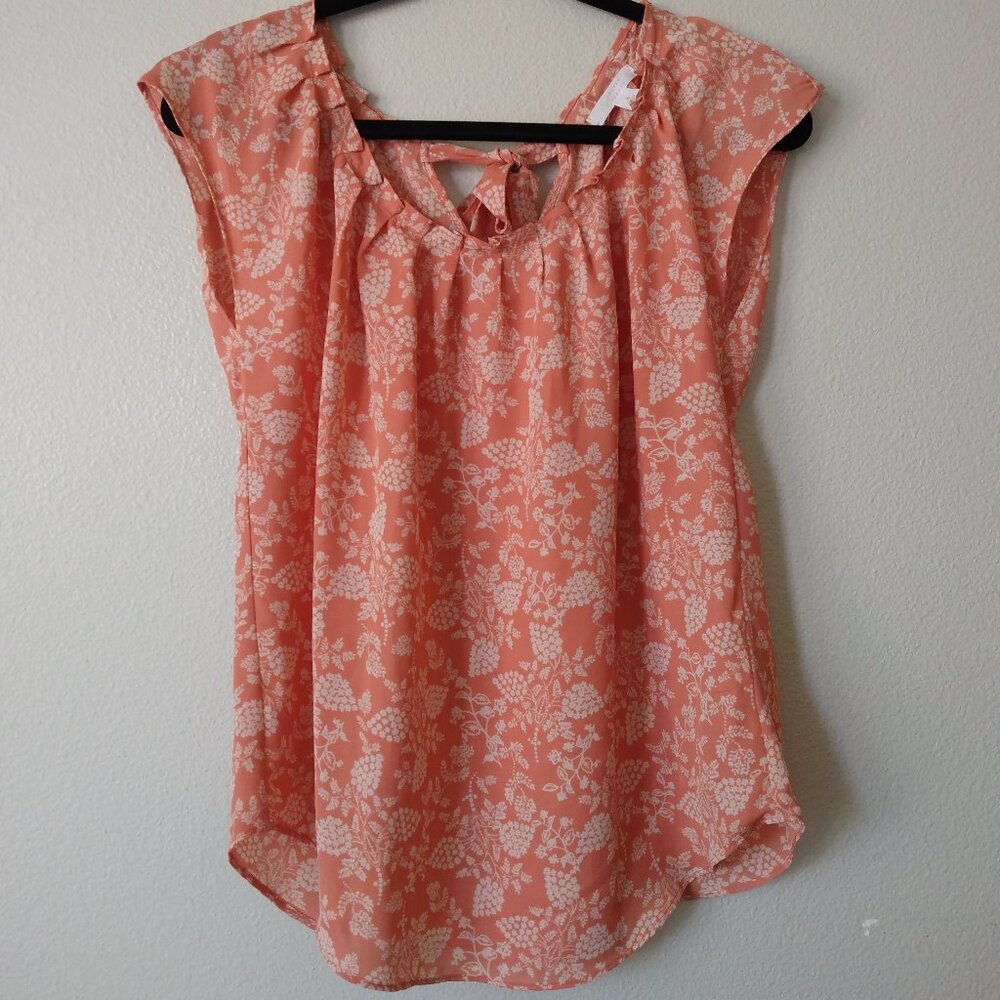 Women's LC Lauren Conrad Orange/Pink Cap Sleeve Blouse Size S